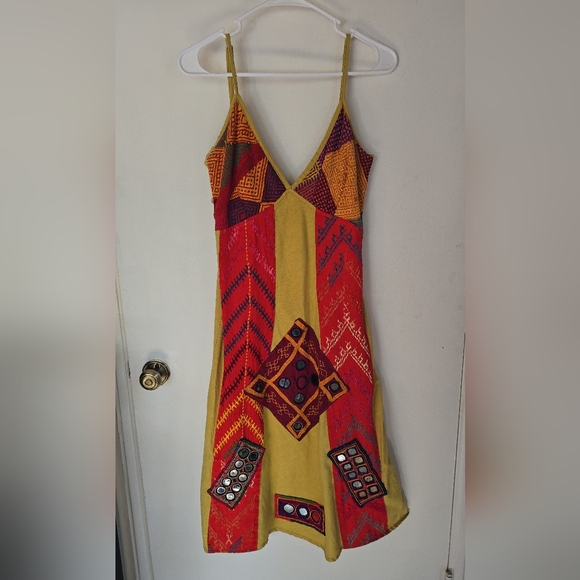 100% cotton Dresses & Skirts - Colorful Patchwork Spaghetti Strap Dress Small NWOT
